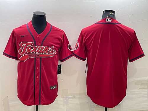 Men%27s Houston Texans Blank Red With Patch Cool Base Stitched Baseball Jersey->houston texans->NFL Jersey